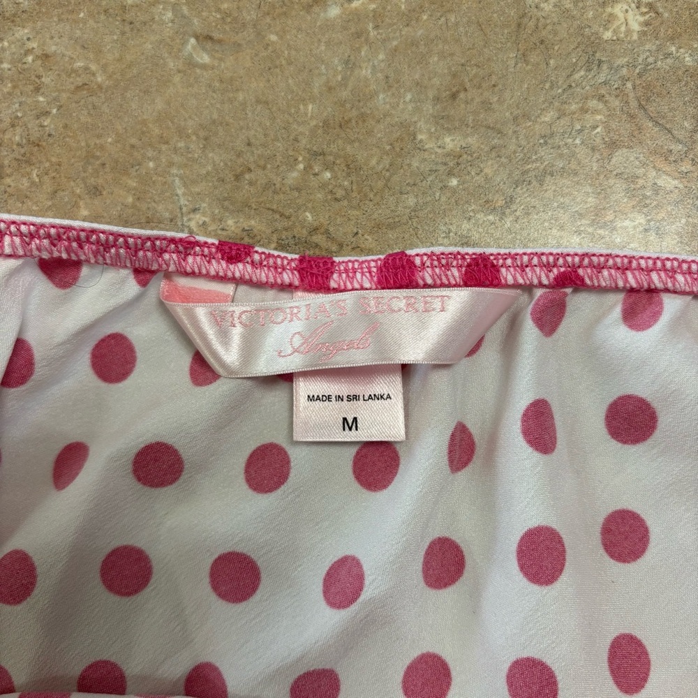 Victoria’s Secret White/Pink Satin Polkadot Baby Doll Lingerie Size M - Picture 4 of 6